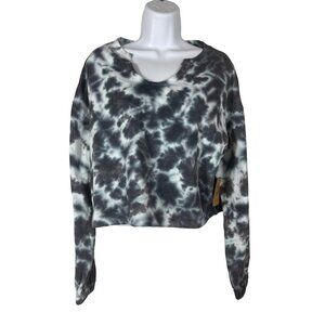 Urban Rebel Cropped Oversized Sweatshirt Womens Size Small Blue Tie Dye